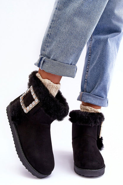 Stunning winter snow boots constructed with eco-suede and luxurious fur, offering exceptional warmth for cold days.