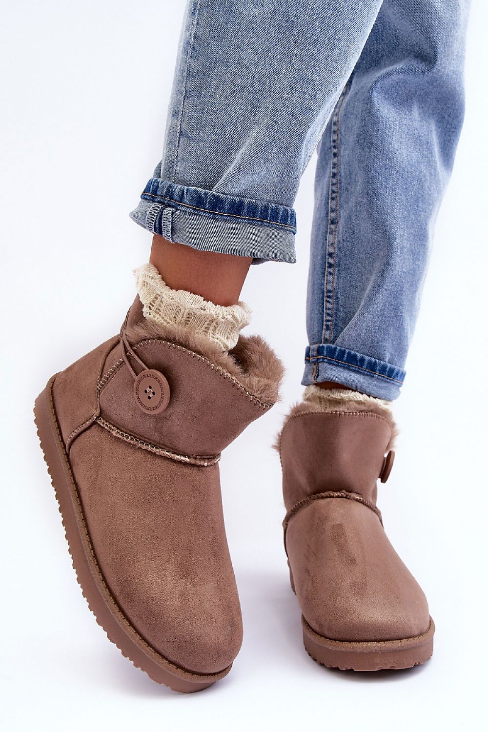 Luxury eco-suede snow boots featuring thick fur insulation for exceptional warmth and comfort during winter, designed for style and functionality with a classic silhouette.