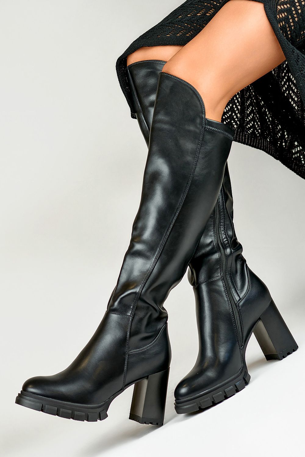 Elegant PRIMO tall stiletto heel boots, crafted from eco leather with plush fur lining, perfect for autumn-winter comfort and luxury style.