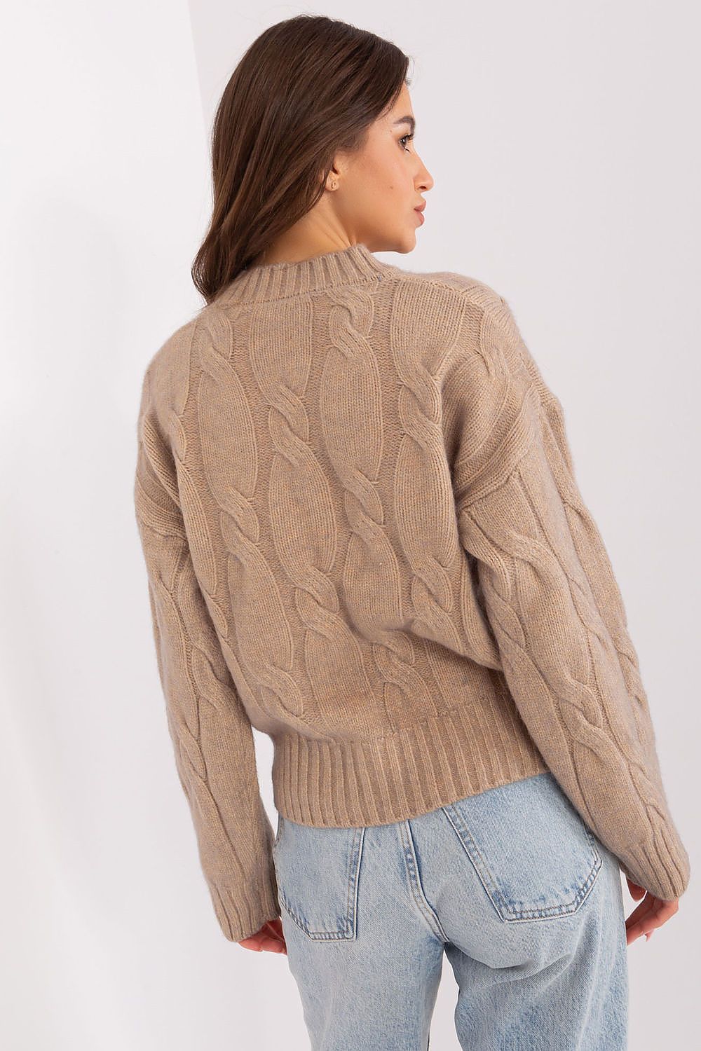 High-quality Women's Acrylic Sweater in sophisticated design featuring a Variegated Fabric Texture, perfect for casual yet elegant wear.