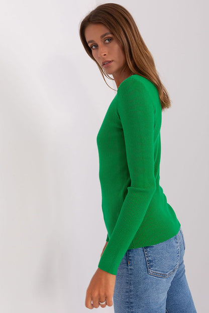 Factory Price women's elegant V-neck sweater crafted from soft viscose, featuring long sleeves and luxurious decorative buttons for a fashionable appeal.