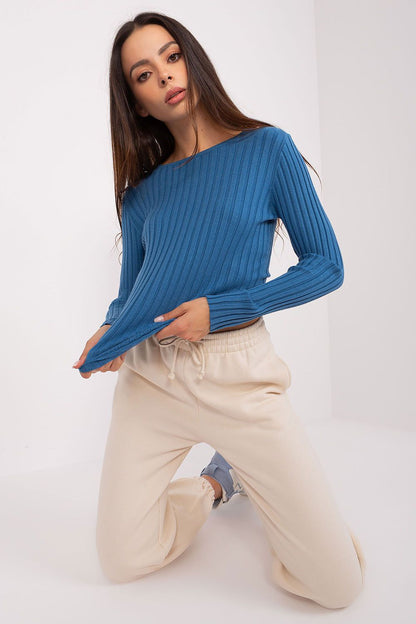 Stylish nylon, polyester, and viscose blend ribbed sweater by Factory Price, showcasing a versatile classic design suitable for both casual and formal settings.