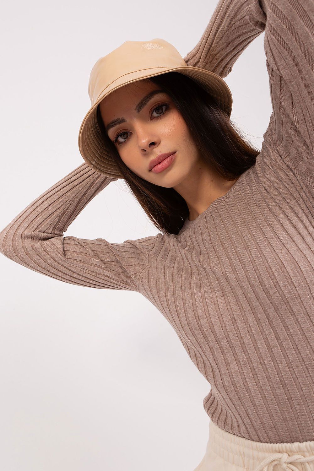 Timeless Women's Classic Ribbed Sweater by Factory Price - Elegant long sleeve design featuring a round neck, perfect for sophisticated layering and versatile styling.