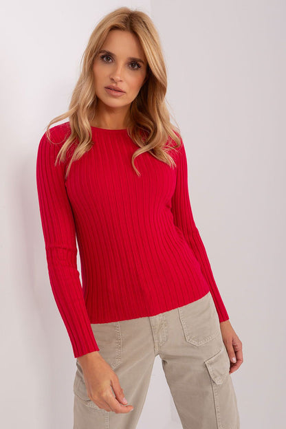 Factory Price Timeless Women's Classic Ribbed Sweater - Front view showcasing its standard length and versatility to match any wardrobe.