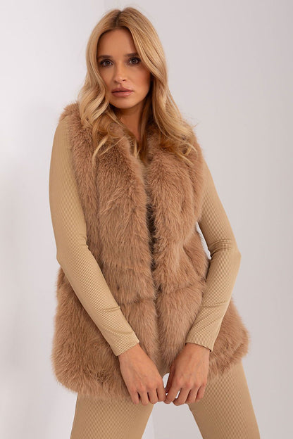 Versatile luxurious fur vest with an inner lining, ideal for casual everyday styling by AT.