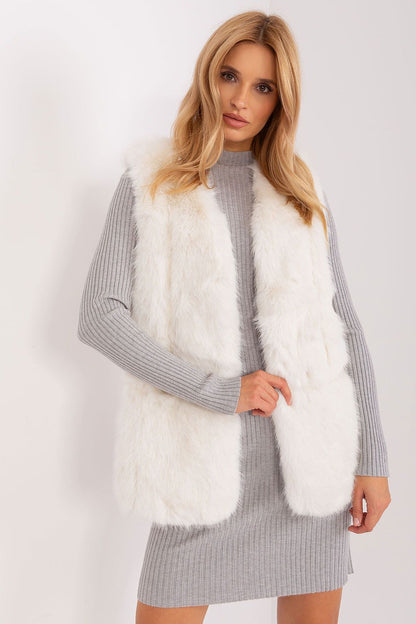 Luxurious polyester fur vest from AT, showcasing soft fabric and stylish design for autumn and winter.