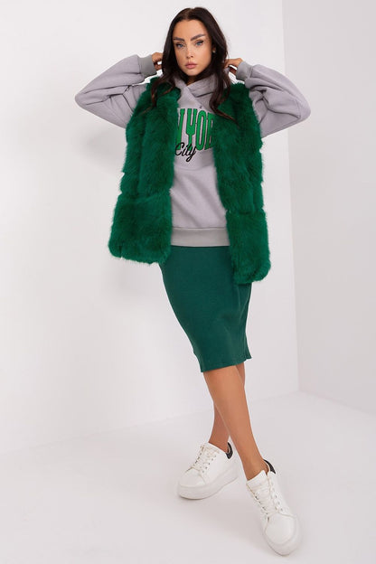 Fashionable polyester fur vest with inner lining from AT, perfect for adding warmth and style to your seasonal wardrobe.