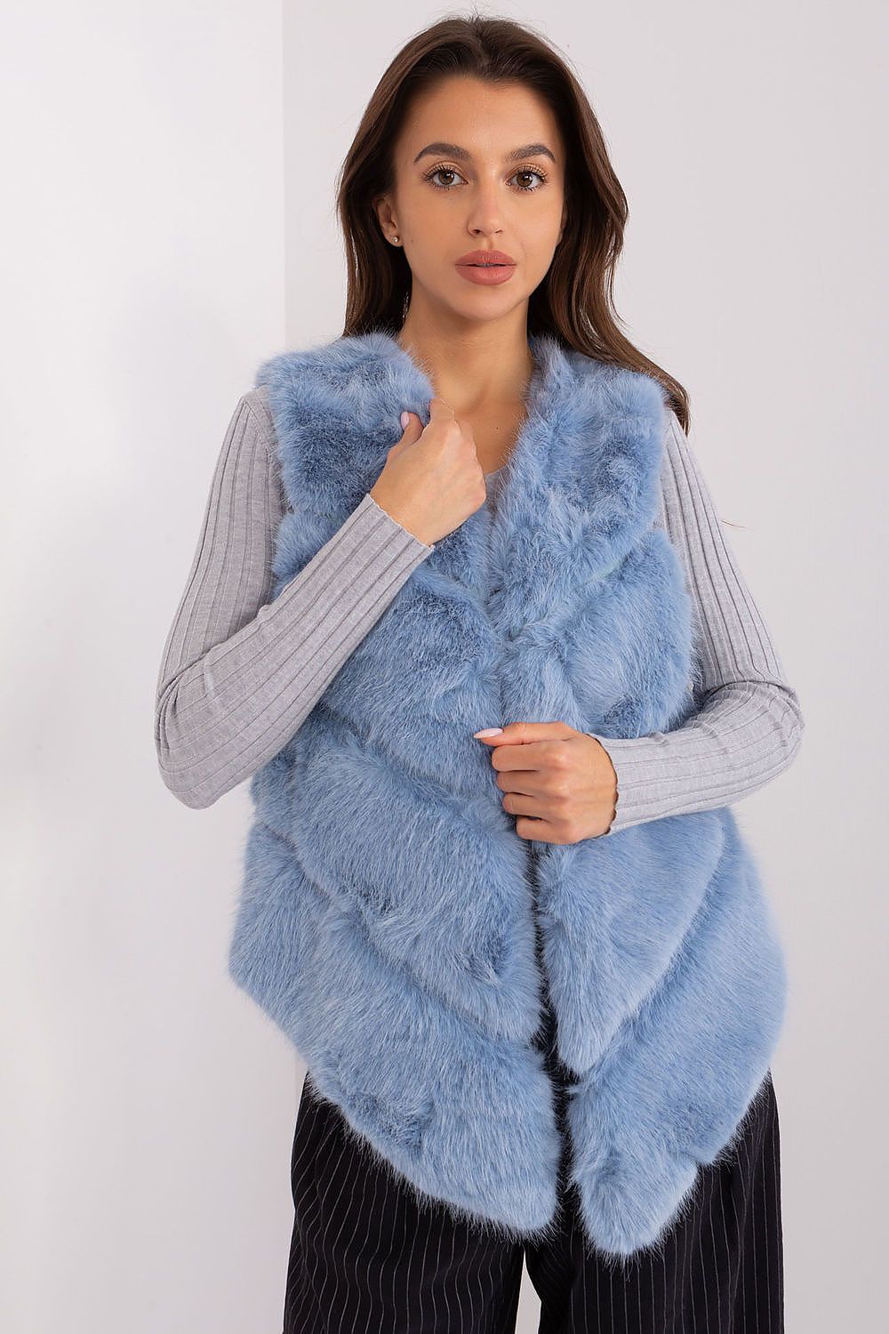 Luxury Women's Fur Vest by AT, a soft polyester gilet with elegant design, perfect for adding warmth and style to casual outfits.