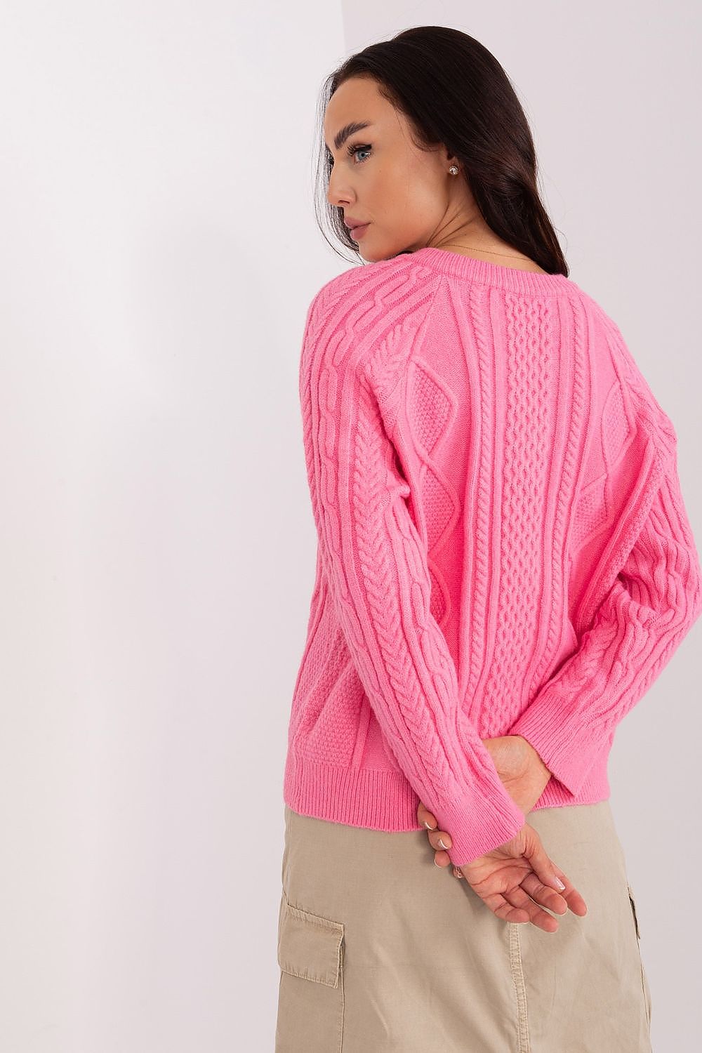 Luxurious variegated fabric texture of the women's cardigan sweater by AT, designed for fashionable comfort and versatility.