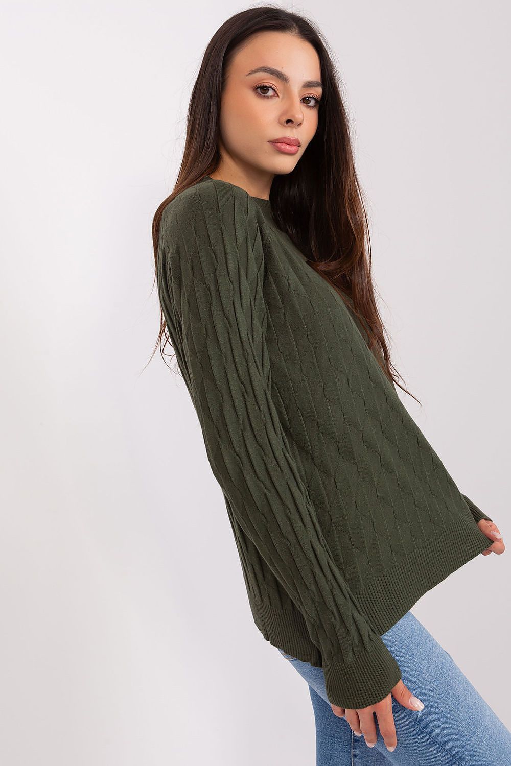 Elegant women's sweater by AT, crafted from 65% polyester for optimal comfort and a refined look.