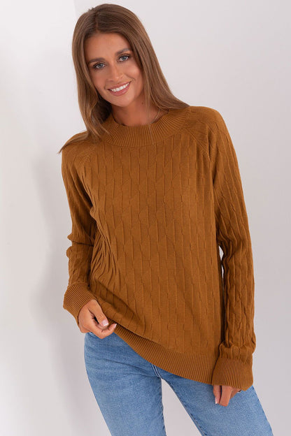 Luxurious women's variegated sweater from AT, designed for casual wear with a classic round neckline and sophisticated style.