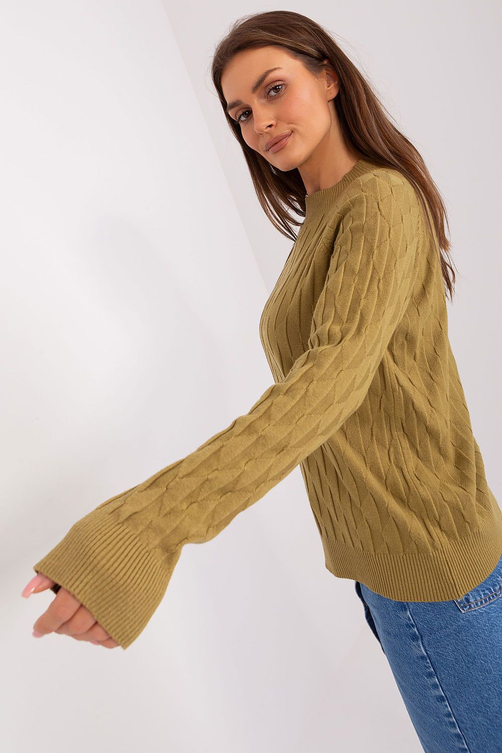 Chic long sleeve variegated sweater for women by AT, perfect for casual occasions and crafted for style and warmth.