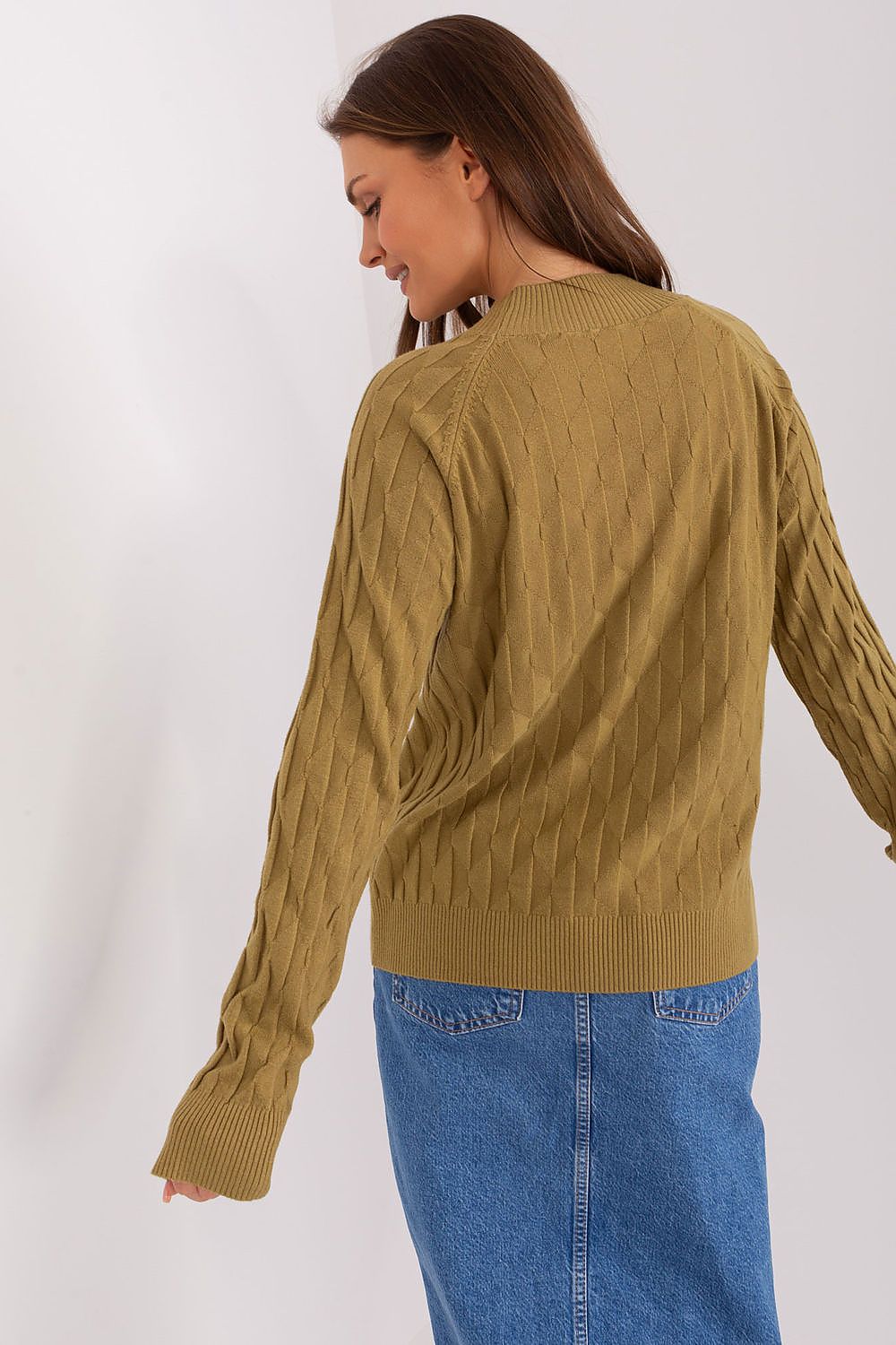 Luxurious women's variegated sweater with a round neckline by AT, showcasing a unique texture for a standout look.