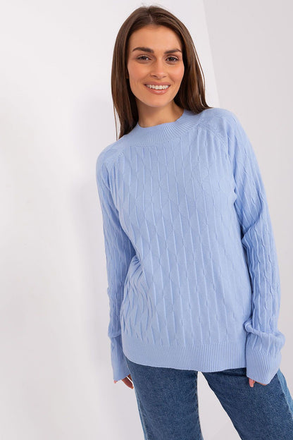 Sophisticated long sleeve women's sweater by AT, combining 65% polyester for easy maintenance with timeless fashion.