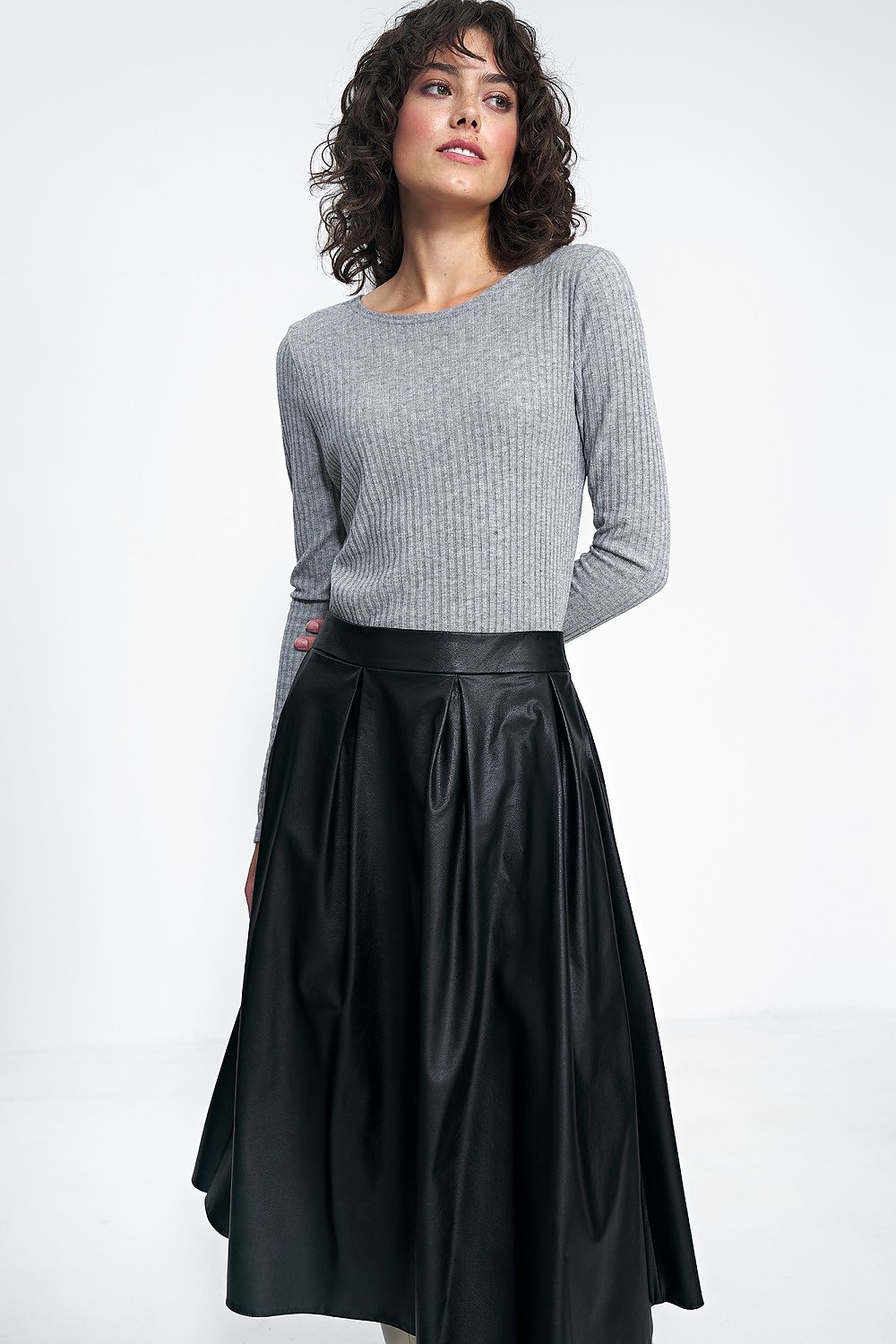 Nife Classic Blouse in autumn tones, showcasing an elegant nylon-polyester blend perfect for office and casual wear.