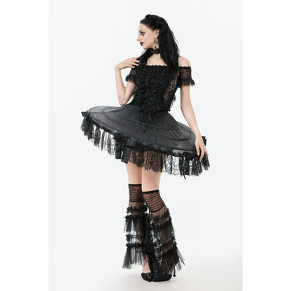 Elegant Dark In Love Valeria Gothic Mini Petticoat featuring built-in hoops and lace trim, perfect for a gothic or Lolita-inspired outfit.