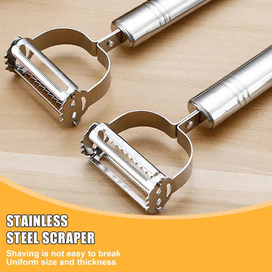 Premium stainless steel vegetable peelers showcasing a dual-blade design, ideal for effortless peeling and kitchen efficiency.