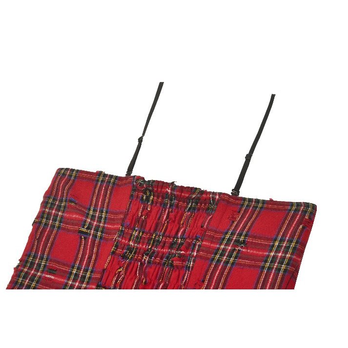 Detail shot of the Dark in Love Annika Dress highlighting its unique strap detailing and smocking at the back for a flattering fit, perfect for a high-fashion statement.