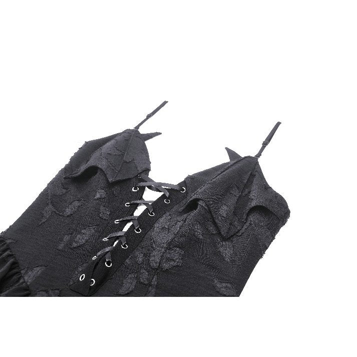 Close-up of the intricate floral pattern and lace-up detail of the Dark in Love Zemira Dress, exuding a luxurious and rebellious fashion statement.