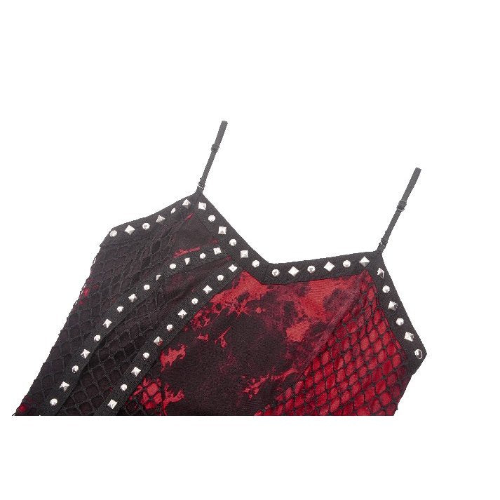 Model wearing the Dark in Love Bellatrix Dress, demonstrating adjustable spaghetti straps and the dramatic asymmetric hem.