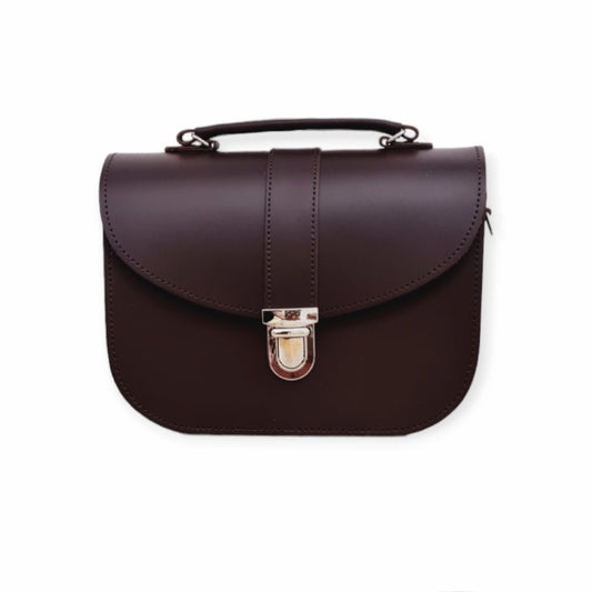 Olympia Handmade Leather Handbag in dark brown, showcasing premium Scottish leather craftsmanship and elegant design.