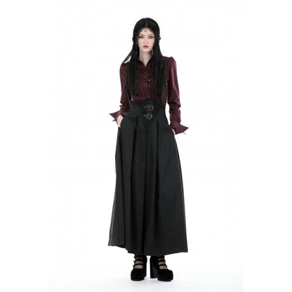 Dark in love lilith high waist pleated maxi skirt with em...