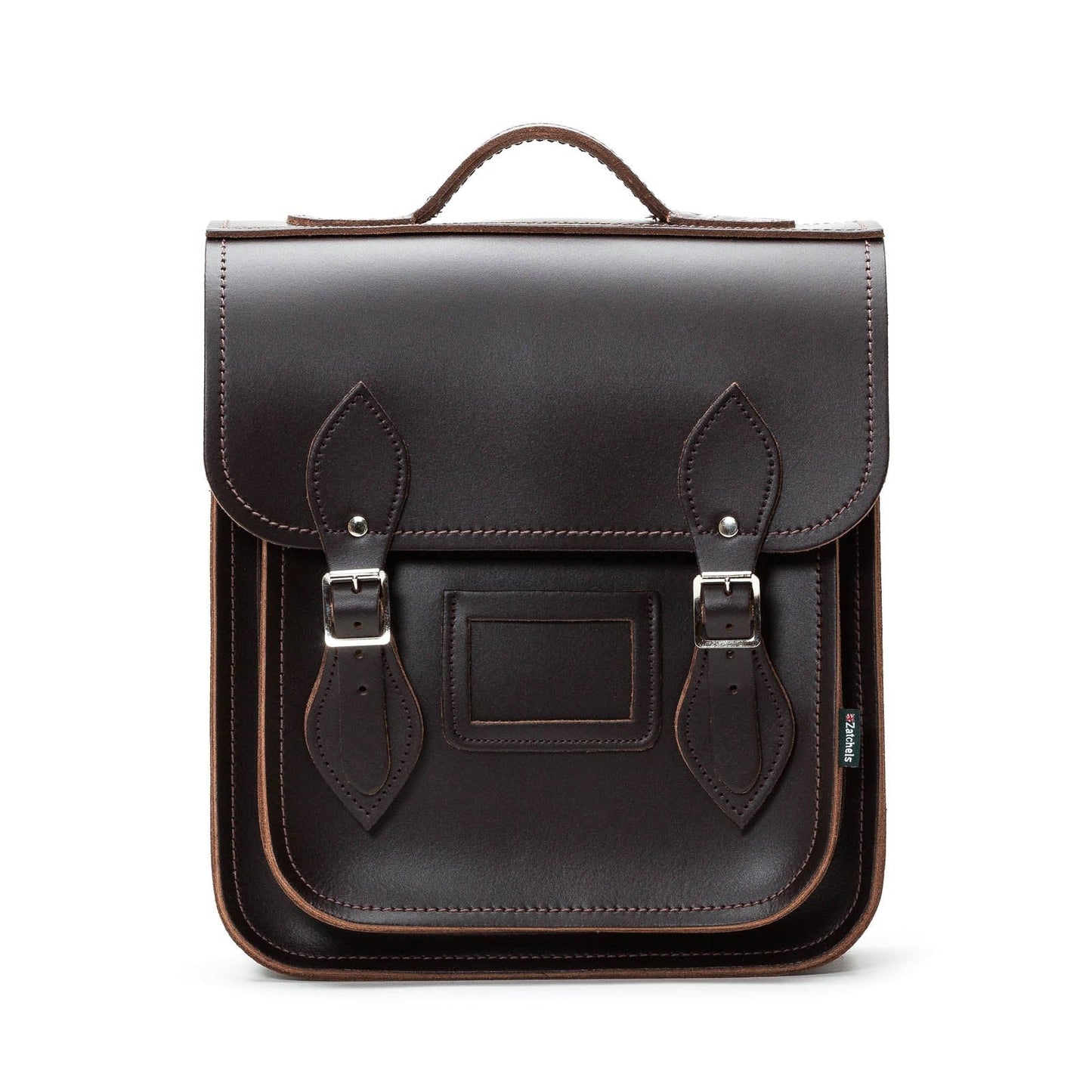 Handmade dark brown leather city backpack showcasing premium craftsmanship and sophisticated design, perfect for urban living.