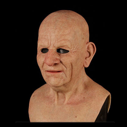 Old White Mask Bald Old Latex Headgear on display, demonstrating exceptional quality and intricate details suitable for cosplay and holiday celebrations.