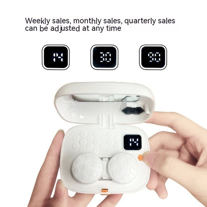 Interior view of the Automatic Cleaning Machine Electric Ultrasonic Flushing Instrument demonstrating adjustable settings for cleaning cycles, embodying convenience and luxury in eye care.