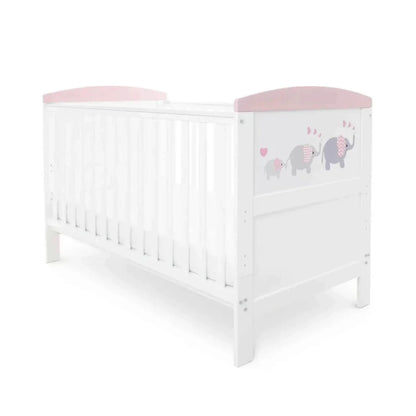 Ickle Bubba Coleby Style Cot Bed Elephant Love Pink - Without Mattress