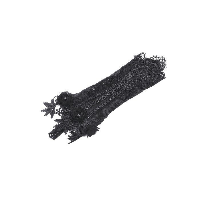 Sophisticated Gothic fingerless gloves with intricate detailing, perfect for those seeking a unique blend of elegance and edge in their fashion.
