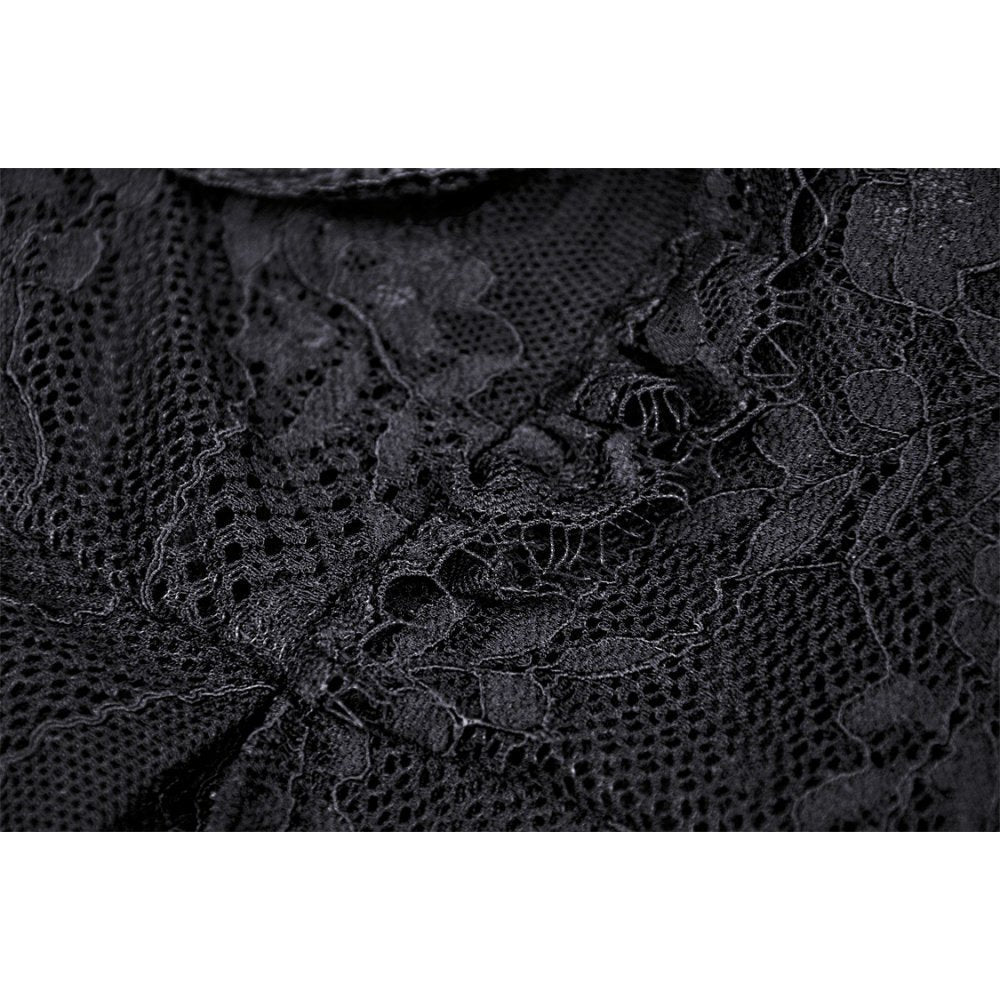 Back view of the Dark In Love black lace maxi dress, demonstrating its graceful drape and stylish design elements suitable for evening events.