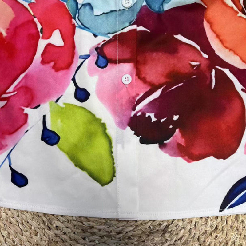 Graceful Women's Notch Lapel Long Sleeve Blouse with a delightful Floral Print and functional Chest Pocket, perfect for sophisticated dressing.