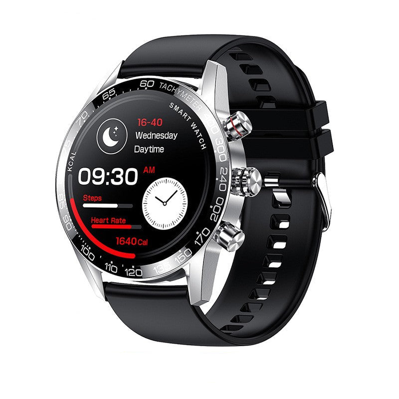 Elegant Luxury Men's Bluetooth Smartwatch featuring Bluetooth calling, photo taking capability, and health support functions.