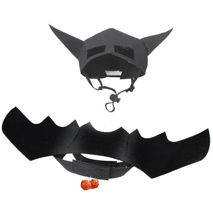 Luxury Halloween Pet Costume: Bat Wings Mask and Corset Set for Dogs and Cats - Bat costume with decorative pumpkin accessories for a festive look.