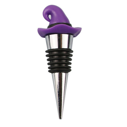Chic Halloween Sealed Stopper Vacuum Resin Wine Bottle Stopper resembling a stylish purple witch's hat, ideal for adding a touch of luxury to your Halloween celebrations.