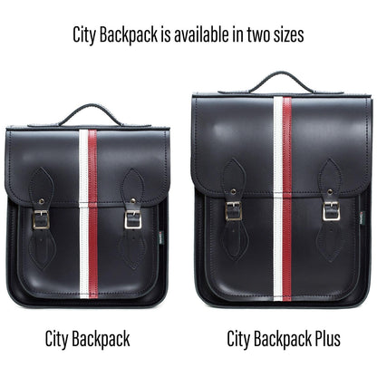 Crafted from luxurious Scottish leather, this Navy Blue City Backpack features durable nickel buckles and a spacious interior, perfect for stylish city explorations.