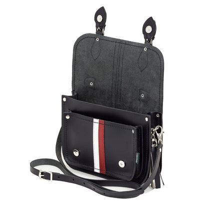 Versatile Handmade Leather Midi Satchel showcased with detachable strap, crafted for sophistication and practicality, fitting essentials like smartphone and wallet.