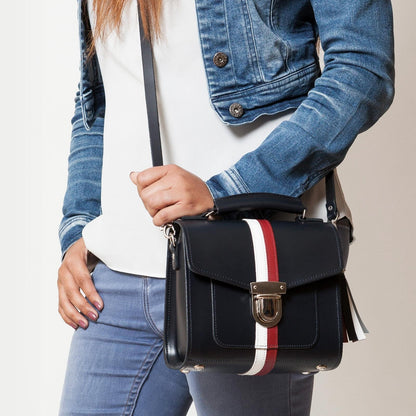 Stylish Sugarcube Handbag displayed in Small size, showcasing its chic and compact design ideal for day or night events.