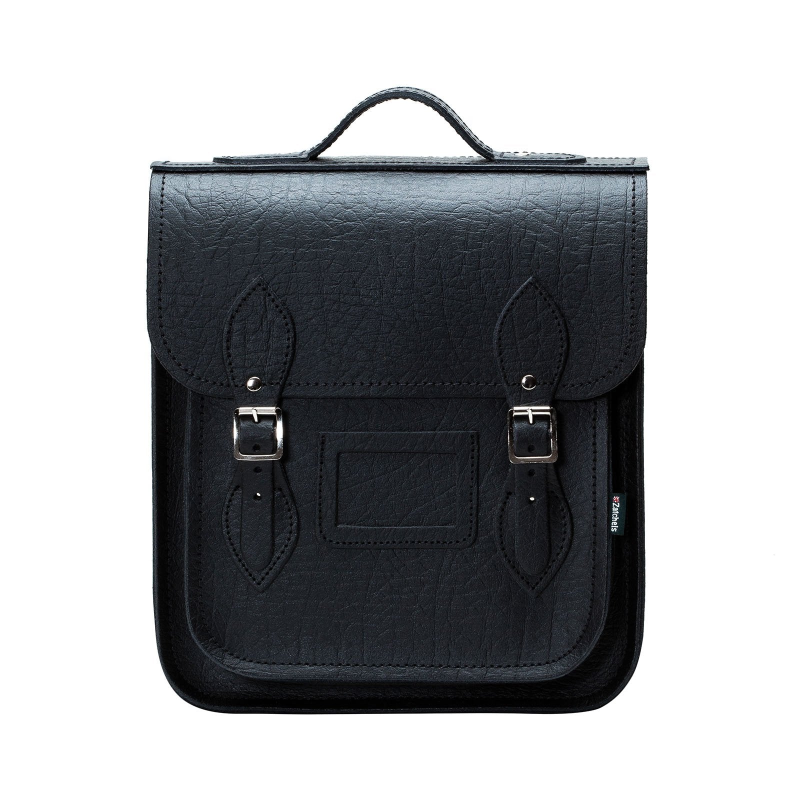 Luxury Handmade Black Leather City Backpack showcasing sleek design, suitable for tablets and laptops, exuding elegance and craftsmanship