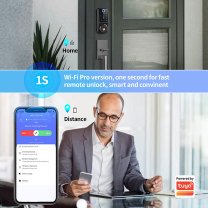 Luxury Fingerprint Password Control Lock's Wi-Fi Pro version enabling remote management, showcasing modern convenience for high-end residences.