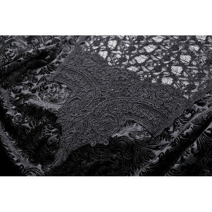 Back view of the Dark In Love Cyra Gothic Jacquard Velvet Top, displaying the lush velvet fabric and intricate lace details that enhance its gothic allure.