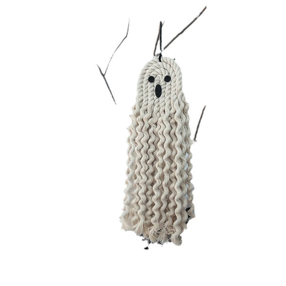 Exquisite Halloween Ghost Hanging Decoration artistically arranged with natural twigs, adding a touch of elegance to Halloween festivities.