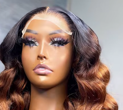 Full view of the Luxury Ombre Blonde Deep Water Wave Human Hair Wig highlighting the exquisite deep wave pattern and high-quality human hair.