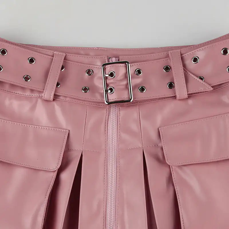 Women's Chic Streetwear fashion Leather Mini Skirt