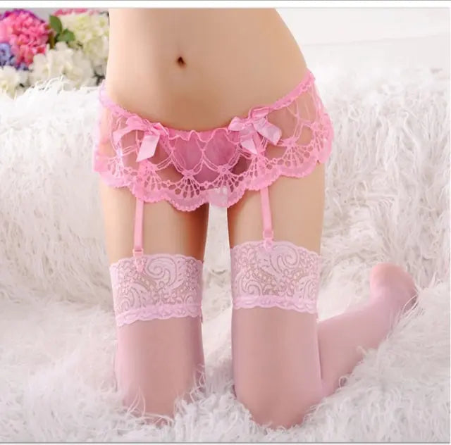 Women's Sexy Thigh High Lace Stockings Seductive Bedroom Play Add optional Garter.