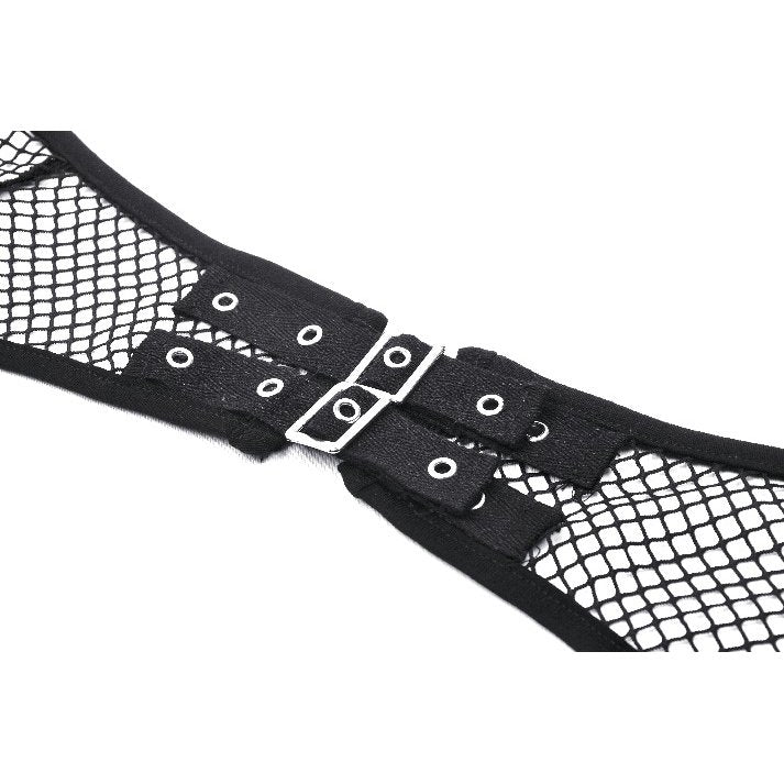 Model wearing the Oriana Fishnet Off-The-Shoulder Sleeves, styled for a chic and edgy look, perfect for fashion-forward individuals.