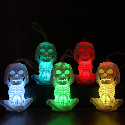Set of Halloween Skull Lights in various colours, showcasing dramatic illumination ideal for luxury Halloween ambiance, as part of the Halloween Skull Light LED Electronic Ghost Head Light collection.
