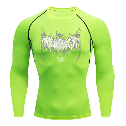 Sophisticated compression shirt in radiant green, ideal for gym enthusiasts seeking style and comfort.