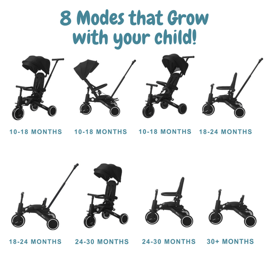 Foryourlittleone Xplor 6 in 1 Foldable Trike - Pastel Pink (10m-4y)